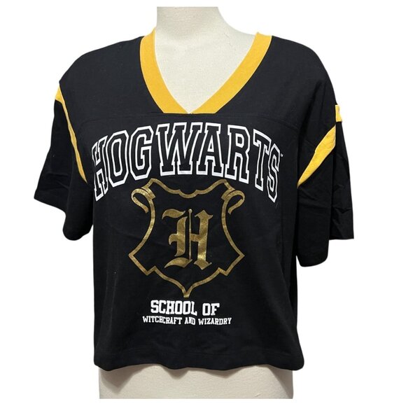 Harry Potter Hogwarts Black & Yellow Cropped T-Shirt XXXL - Picture 7 of 8